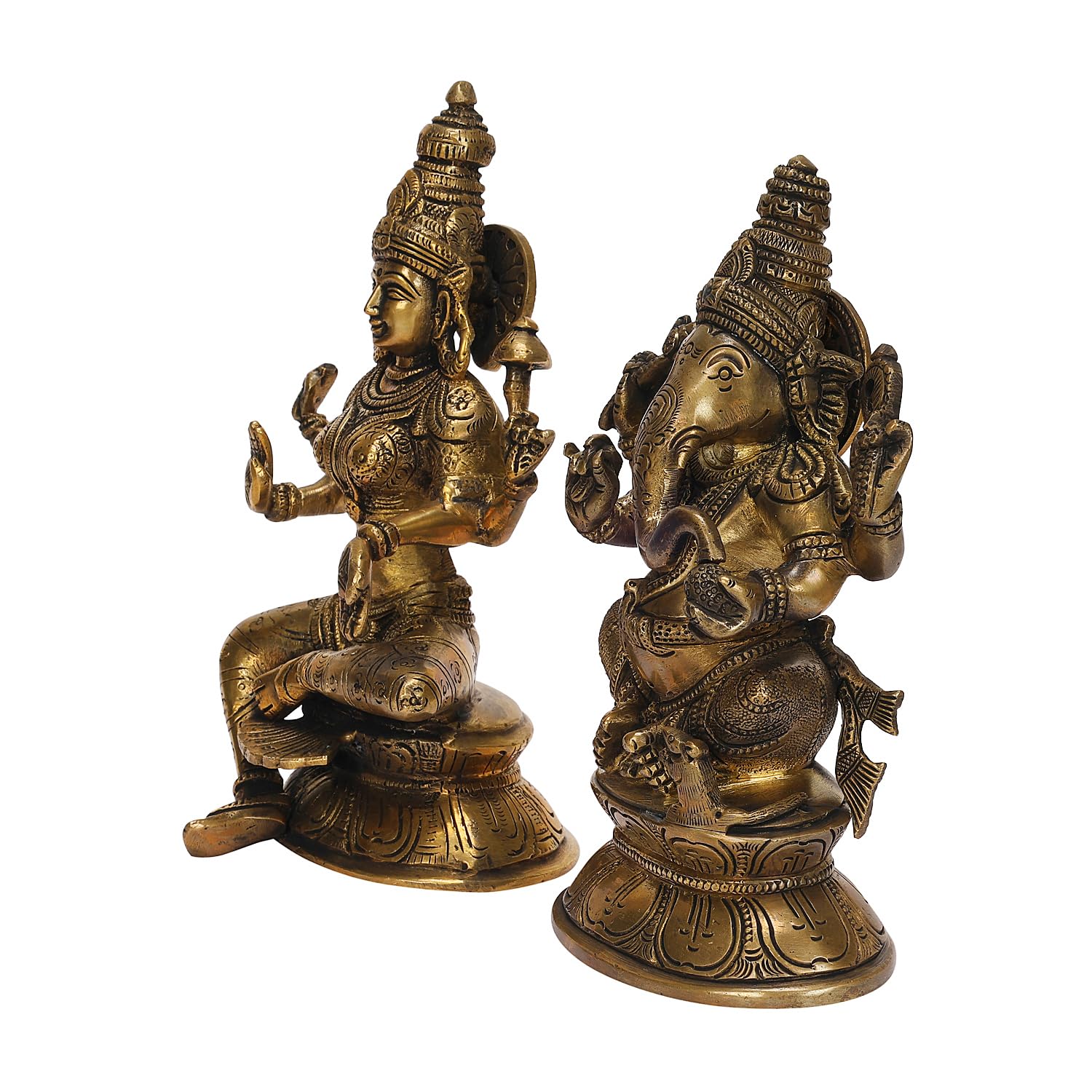 Apko Brass Laxmi Ganesha Idol Lord Lakshmi Ganesh Murti For Home Office Diwali Pooja Temple Room Decoration Showpiece 7.8 Inches
